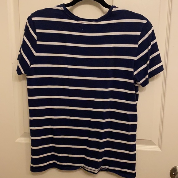 Blue and white striped Polo top. Size L - Picture 2 of 4